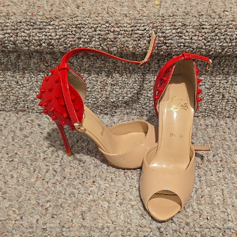 Red and Nude Peep Toe Heels